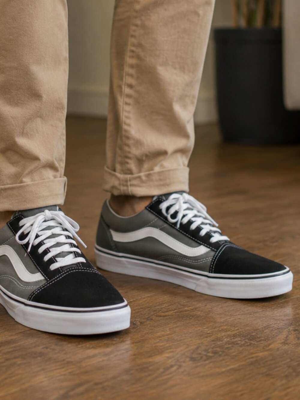Vans Men’s Size 7 Old Skool Grey Suede Leather Skate Shoes Sneakers Low Top